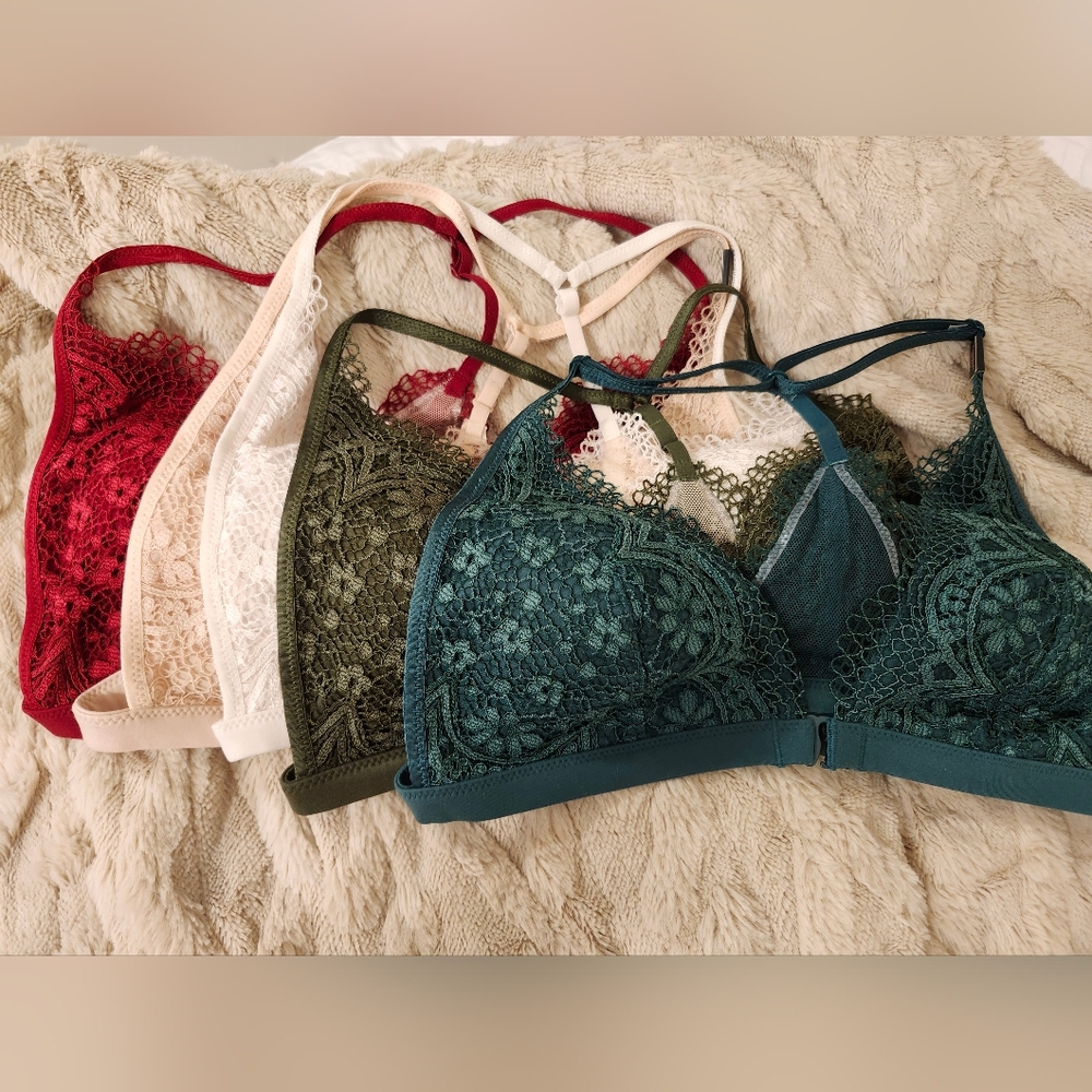 New- Victoria's Secret (SET OF 5) Front Close Lace Bralettes.